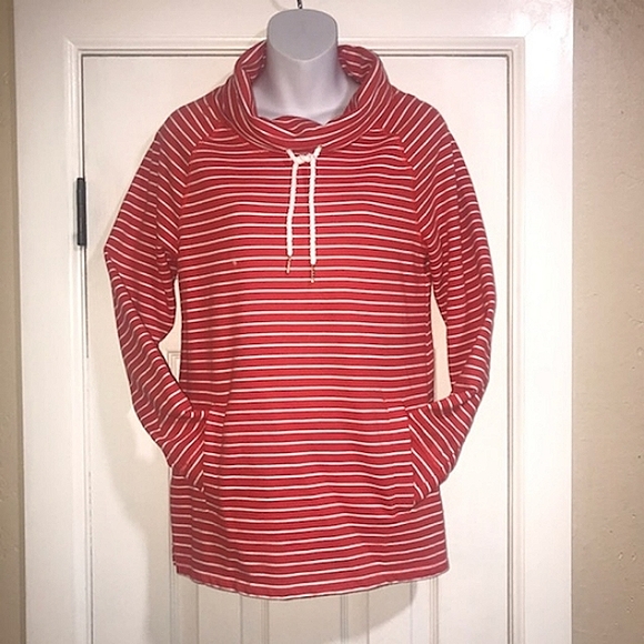 Tommy Hilfiger Womens Red/White Striped Drawstring Turtle Pullover S/P - Picture 2 of 15